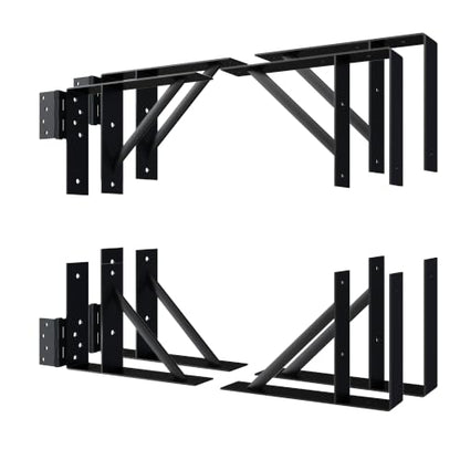 JUBEST 2 Pcs Heavy Duty Gate Bracket Kit for Wood Fence Gates, Black - size: 2 Pcs