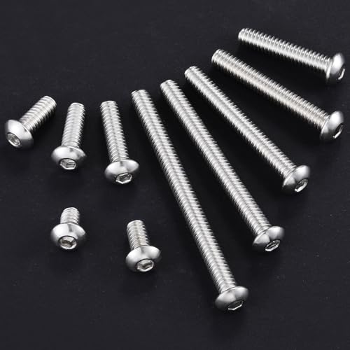 Wensilon (50Pcs) 1/4-20 * 1/2 Button Head Socket Cap Bolts Screws, 304 Stainless Steel, Allen Hex Drive, Bright Finish, Fully Machine Thread - color: Silver, size: A 1/4-20*1/2