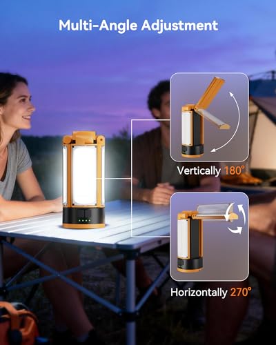 Rechargeable Camping Lights with Adjustable Stand, Orange - color: Orange