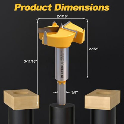 2-1/16" | 52.5mm Triple Flute Tungsten Carbide Forstner Drill Bit (Hex) - size: 2-1/16" | 52.5mm