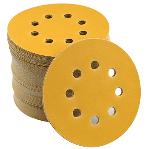 5-Inch 8-Hole Hook and Loop Sanding Discs 400-Grit, 100-Pack