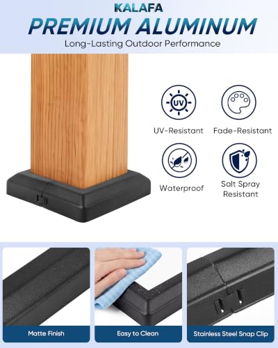 Aluminum 4x4 Post Base Cover, 4 Pack Split Black Skirt Trim Fits 3.5" Posts - color: black 4-pack 3.5-inch