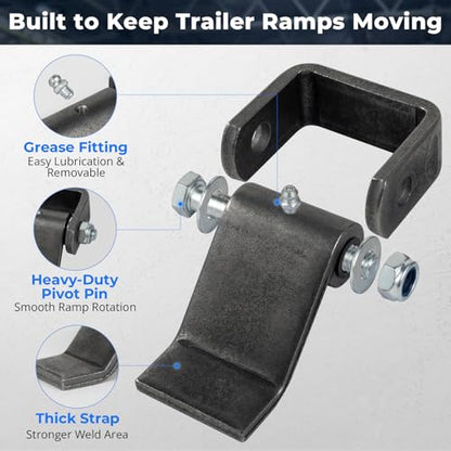 4 Pack Trailer Hinges Heavy Duty, Weld On Trailer Hinges with Grease Fitting for Dump Trailers, Utility Gates & Trailer Doors, Strap Style