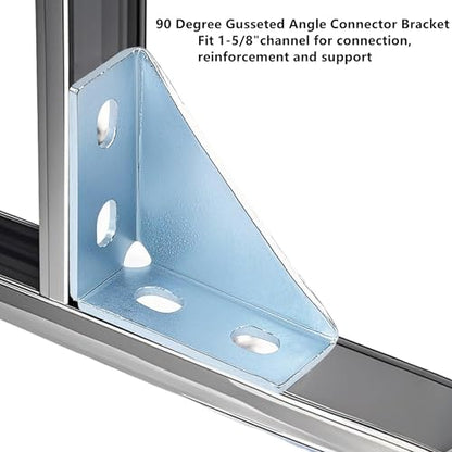 90 Degree Gusseted Fitting for 1-5/8" Strut Channel,4 Hole Heavy Duty Steel Right Angle Connector Brackets for 1 /2" Bolt, 5 mm Thick ，Unistrut Hardware(4 Pack) ﻿ - size: (4 Pack)