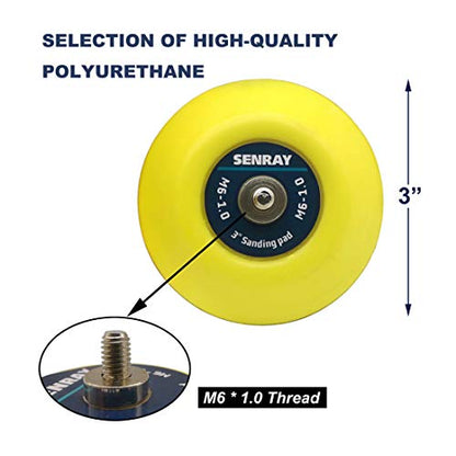 3-Inch Dual-Action Hook & Loop Fastener Flexible Backing Plate, M6 Thread Polishing Pad - 5 PCS Set - color: 3 Inch / Yellow, size: M6 Thread