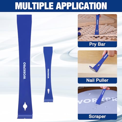 WORKPRO Pry Bar and Nail Punch Set, 5-1/2" & 12" Prybar, 5" Nail Setter