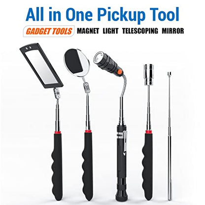 VIBELITE Magnetic Pickup Tool Kit with LED Light & Inspection Mirror