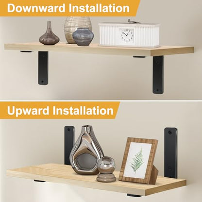 4 Pack - L 6" x H 4" x W1.5, 5mm Thick Black L Shelf Bracket, Iron Shelf Brackets, Metal Shelf Brackets, Floating Shelf, Shelf Supports with Screws - size: 6''x4'', style: Black 4 Pack