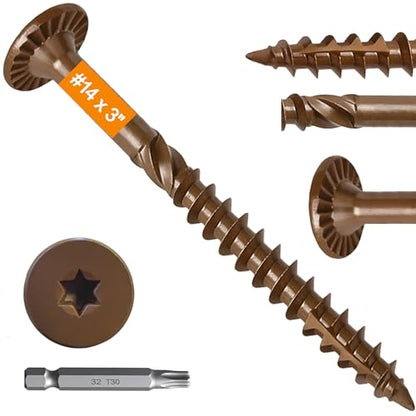 #14 x 3 Wood Structural Lag Screws 54Pcs, Torx Drive Deck Screws - size: #14 x 3"