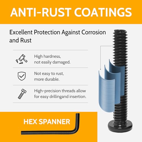 5/16-18 Bolt, 5/16-18 x 4" Flat Head Hex Socket Cap Screws Bolts, Black Oxide 304 Stainless Steel 18-8 Furniture Bolts, Fully Threaded, Bright Finish with Hex Spanner (10 Pcs) - size: 5/16-18 x 4" (10 Pack)