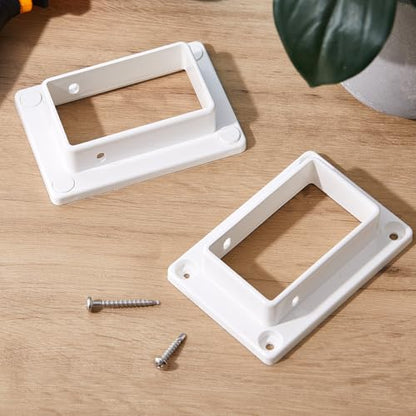 Sasylvia 8 Pcs 2" x 3.5" White Vinyl Fence Brackets, Slotted Handrail Bracket Kit with Screws for Deck Railing, Vinyl Fencing Panel to Post Connection, Mount to Wall Vertical Flat Surface
