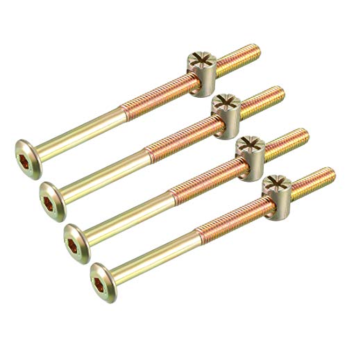 uxcell M6x90mm Furniture Bolt Nut Set Hex Socket Screw 52mm Thread L 4 Sets - size: 90mm