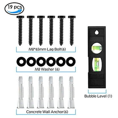 MOUNTUP Lag Bolt Kit for TV Wall Mount Comes with M8×65mm Lag Bolt & Washer for Wood Stud, Plastic Anchors for Concrete Wall, Includes Bubble Level for Easy Installation, MU0041-B