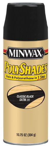 Minwax 313950000 Polyshades - Stain & Polyurethane in 1 Step, 10.75 ounce Spray, Classic Black, Satin - color: Classic Black, style: Satin