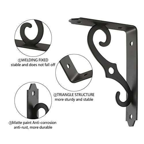 HOME MASTER HARDWARE Decorative Shelf Brackets, 5x3.5 inch, Black, 4 Pack - size: 5 x 3 1/2 Inch, style: Black-4Pack