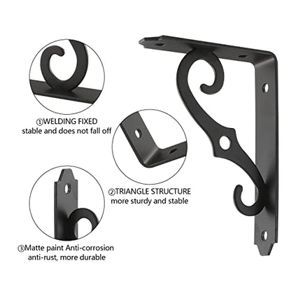 HOME MASTER HARDWARE Decorative Shelf Brackets, 5x3.5 inch, Black, 2 Pack - size: 5 x 3 1/2 Inch, style: Black-2Pack