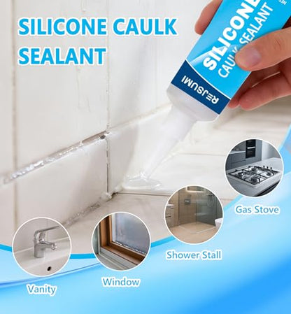 Clear Silicone Caulk 3.38 fl oz (100ml), Waterproof Silicone Sealant - size: 100ml