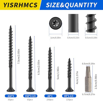 #10 x 3 Inch Wood Screws 55 PCS Deck Screws T25 Torx