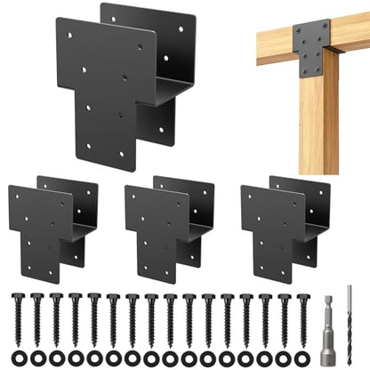 4x4 4PCS Post Cap Tie Rod Brackets,Heavy Duty Beam Tie Rod Brackets - size: 4"x4" 4pcs