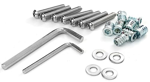 1/4-20 Threaded Inserts for Wood with Bolts Fully Threaded Button Head Hex Socket Screws 1" and Washers 40-Set - size: Threaded Insert & 1" Bolts