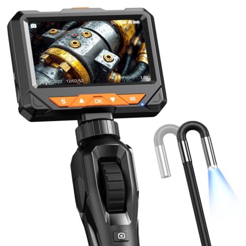 Two-Way 210° Articulating Borescope, 4.3" 1080P Endoscope Camera with Light