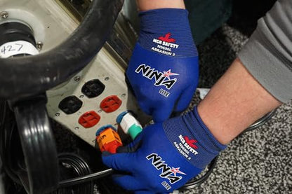 MCR Safety N9696XS Ninja Lite Polyurethane Palm Athletic Grade Nylon Shell Gloves, Black/Blue, X-Small, 1-Pair - size: Medium (Pack of 4)