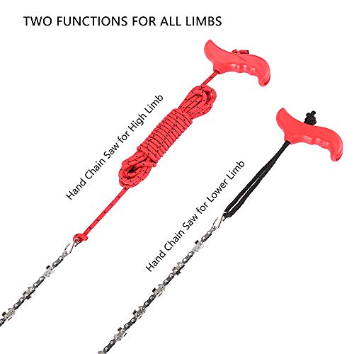 Hand Chain Saw for High Limb Tree Branch with 50 Inch Long Chainsaw 34 Blades on Double Sides and Two 5M Ropes, Easy for Cutting High Branch Upon 7M, Perfect Survivalist Tool & Camping Garden Gear.