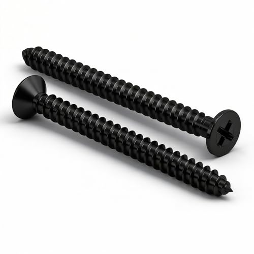 #4 x1-3/8 [100 Pack] Flat Head Phillips Drive Self Tapping Screws, Sheet Metal Screws, Black Oxide, 304 Stainless Steel (18-8), Corrosion Resistant Screw for Wood, Sheet Metal and More - size: #4 x1-3/8