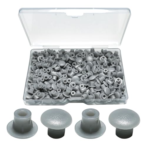 300Pcs 3/16" Plastic Hole Plugs, Screw Cap Round Button Plug - color: Gray, size: 300pcs*0.19"(5mm)