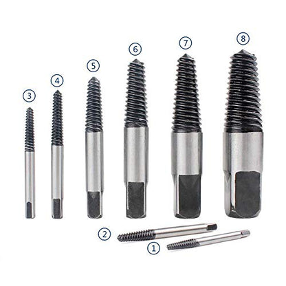 (8pcs) Pipe Screw Extractor Set,Damaged Screw Broken Bolt Water Pipe Remover Set
