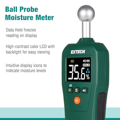 Extech MO57A Pinless Moisture Meter, Spherical Sensor, 4 in Depth - color: MO57A