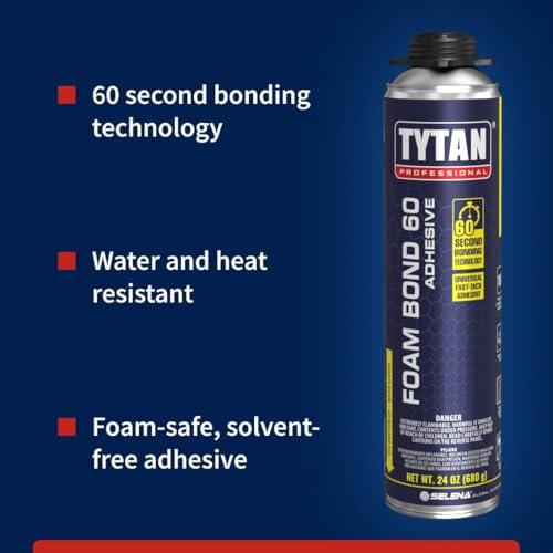 Foam Bond 60 24 oz Polyurethane Adhesive – Fast-Tack, 60-Second Drying, DIY Glue for Foam Panels, Shiplap, Wall Paneling, Board and Batten, Subfloors, Wood (3 Can Kit) - style: 3 Can Kit