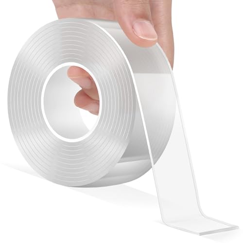 Double Sided Mounting Tape, Heavy Duty Clear Adhesive Tape, Removable Wall Mounting Tape for Home, Office, Crafts & DIY, 3m x 3cm, 1mm Thick