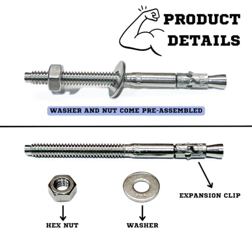 Mighty Fasteners 304 Stainless Steel Wedge Anchors 1/4" X 3-1/4" - 25 Pack - size: 1/4" X 3-1/4"