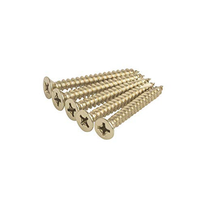 Wood Screws for Door Hinges DIY Cabinets Polished Brass 9 x 1.5 Inch 24-pk - color: Bright Polished Brass