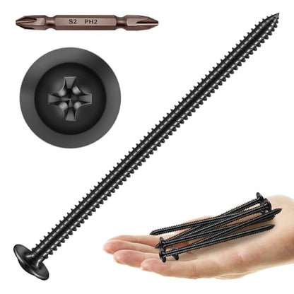 Mywish 50Pcs #10 × 4" Phillips Truss Head Wood Screws, Black Wood Screws 4 Inch, Quick Metal Self Tapping, Zinc Plated Steel, Truss Head Screws - color: Black, size: #10×4"
