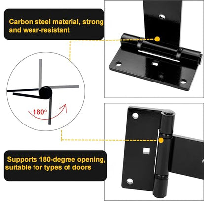 12 Inch Heavy Duty T Strap Hinges (2-Pcs), 4mm Thickened Solid Steel - size: Middle