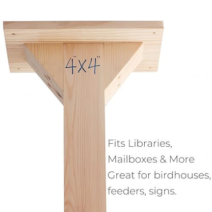 Little Library Mount for 4 x 4 Post, Wooden Base Platform