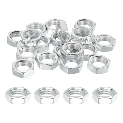 PATIKIL M10x1.5x5mm Steel Hex Nuts, 25Pcs Metric Fine Thread Carbon Steel Zinc Plated Finished Hardware Screw Nuts Fasteners for Machinery Manufacturing, Industrial Use, 14mm Width - size: M10x1.5x5mm