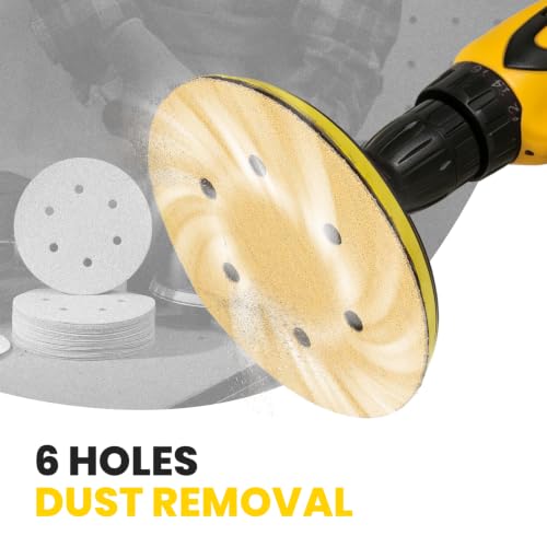 30 PCS 6 Inch Sanding Discs for Random Orbital Sander 6 Hole Hook and Loop Sandpaper 60 80 100 120 150 180 220 320 400 600 800 1000 Grit Round Sand Paper - style: 6 Hole 60-1000 Grit