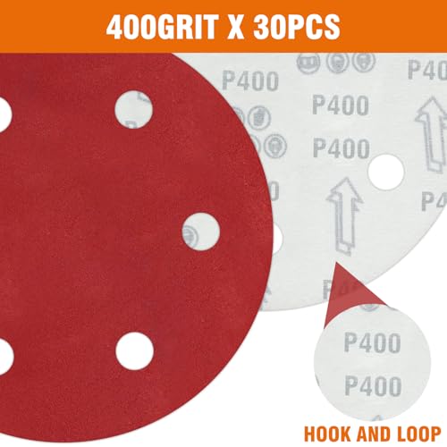 30 PCS 9 Inch Drywall Sanding Discs 400 Grit 6 Hole - color: 6 Hole, size: Grit 400