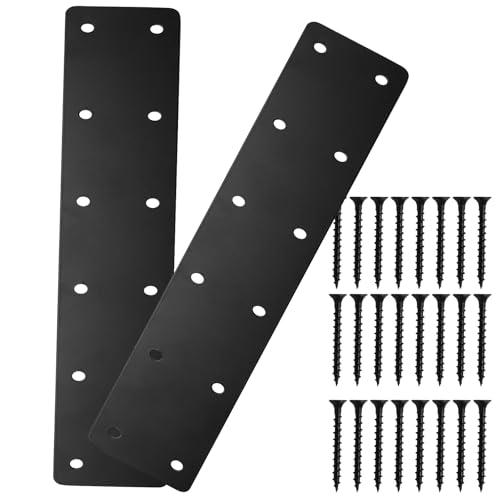 2PCS 11.8"x3" Straight Steel Flat Plate, Black - size: 2 PCS