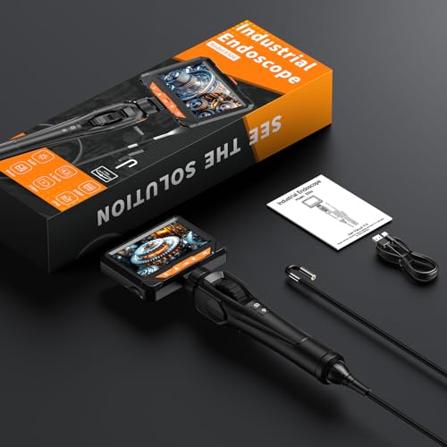 Two-Way 210° Articulating Borescope, 4.3" 1080P Endoscope Camera with Light