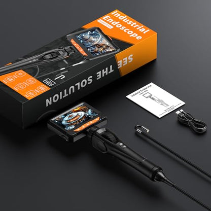 Two-Way 210° Articulating Borescope, 4.3" 1080P Endoscope Camera with Light