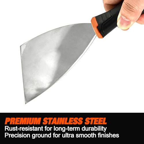 VANQUISH 5 Inch Stainless Steel Putty Knife Scraper with Soft Grip Handle and Metal Hammer End (3566) - size: 5 Inch