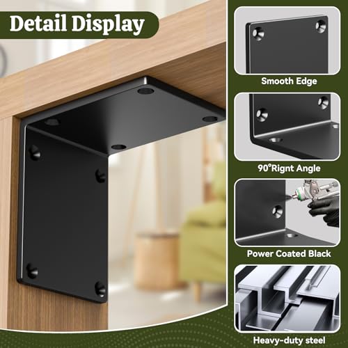2 Pack 8"x8"x6" Post Brackets, Steel I Brackets for Wood, Heavy Duty Corner Bracket, 8x8 Post to Beam Connector, Fireplace Mantel Support Bracket, Thickness 1/4"(6 mm), Max Load 660lbs