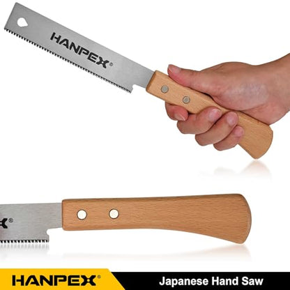 Hanpex 6-Inch Japanese Hand Saw, SK5 Pull Saw With Flexible Blade for Flush Cut Woodworking, DIY and Small Projects