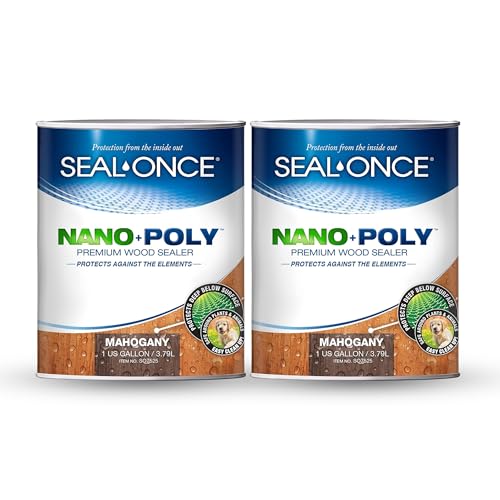 SEAL-ONCE Nano+Poly Wood Sealer and Waterproofer, Mahogany, 2 Gallon - color: Mahogany, size: 2 Gallon