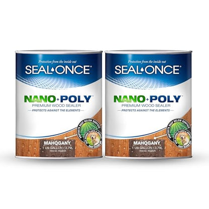 SEAL-ONCE Nano+Poly Wood Sealer and Waterproofer, Mahogany, 2 Gallon - color: Mahogany, size: 2 Gallon
