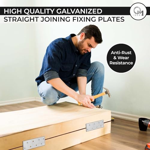 10 Pack Flat Joining Nail Plates (3.15" x 1.57" x 0.08") Connecting Perforated Metal Brace Bracket Timber Wood Fixing Galvanised Steel Repair Connector - size: 3.15" x 1.57"